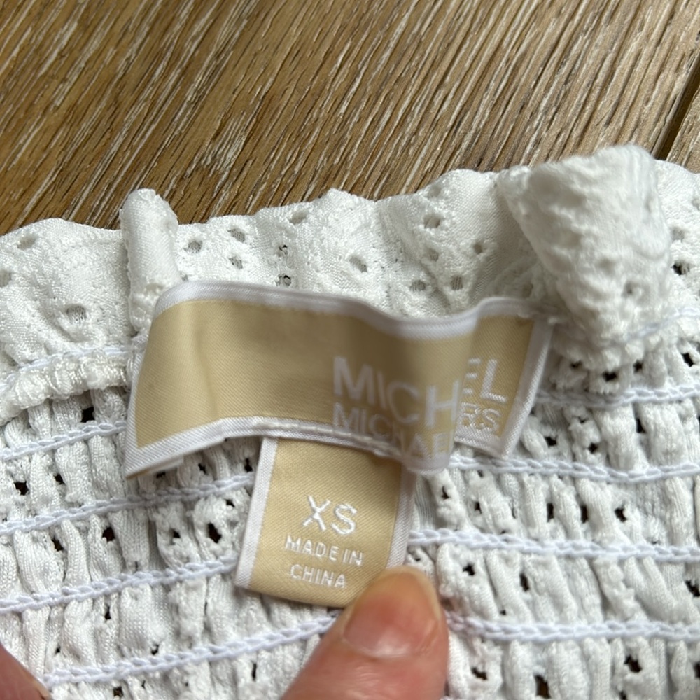 Michael Kors Womens White Eyelet Smocked Peasant Beachy Ruffle Dress Siz… - Picture 5 of 9